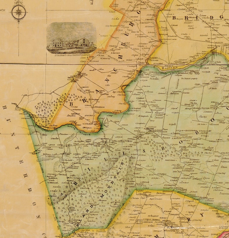 Map of Somerset County. New Jersey NJ 1850 Vintage Home Etsy