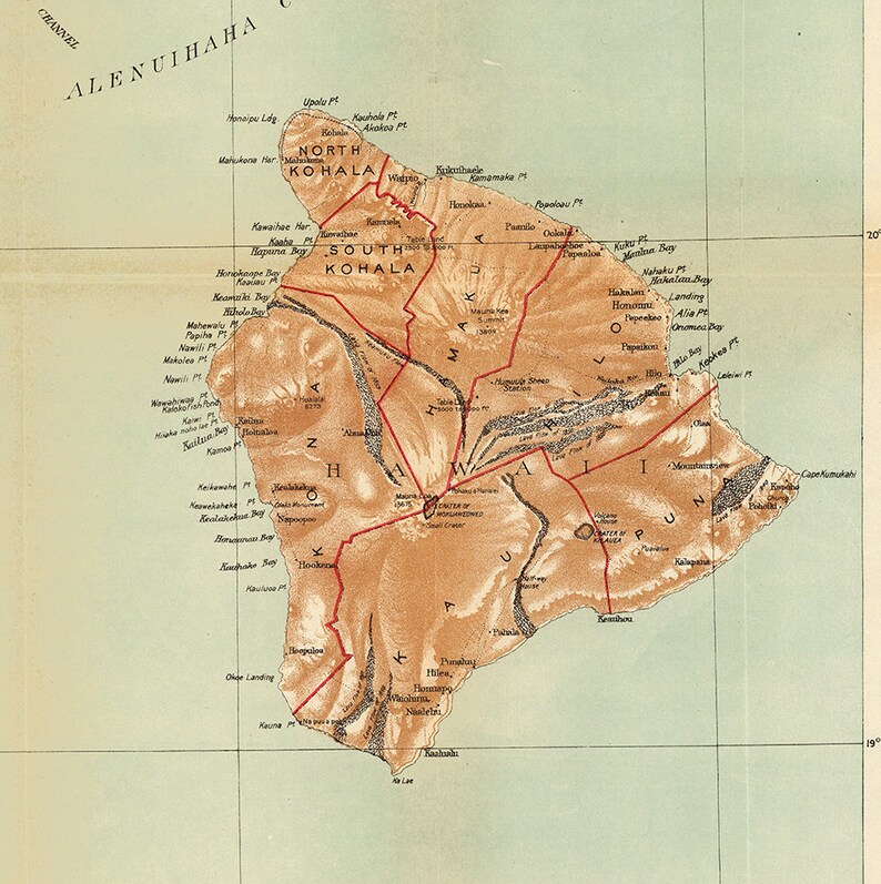 Map of Hawaii 1918. Restoration Hardware Home Deco Style Old Etsy