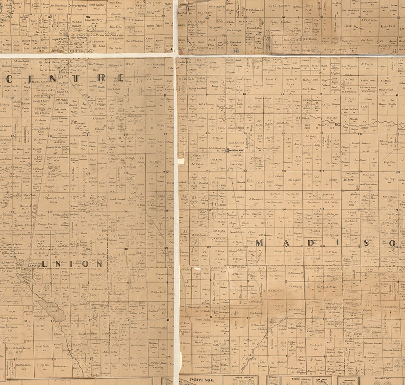 Map of St. Joseph County Indiana. 1863. Vintage Restoration Etsy
