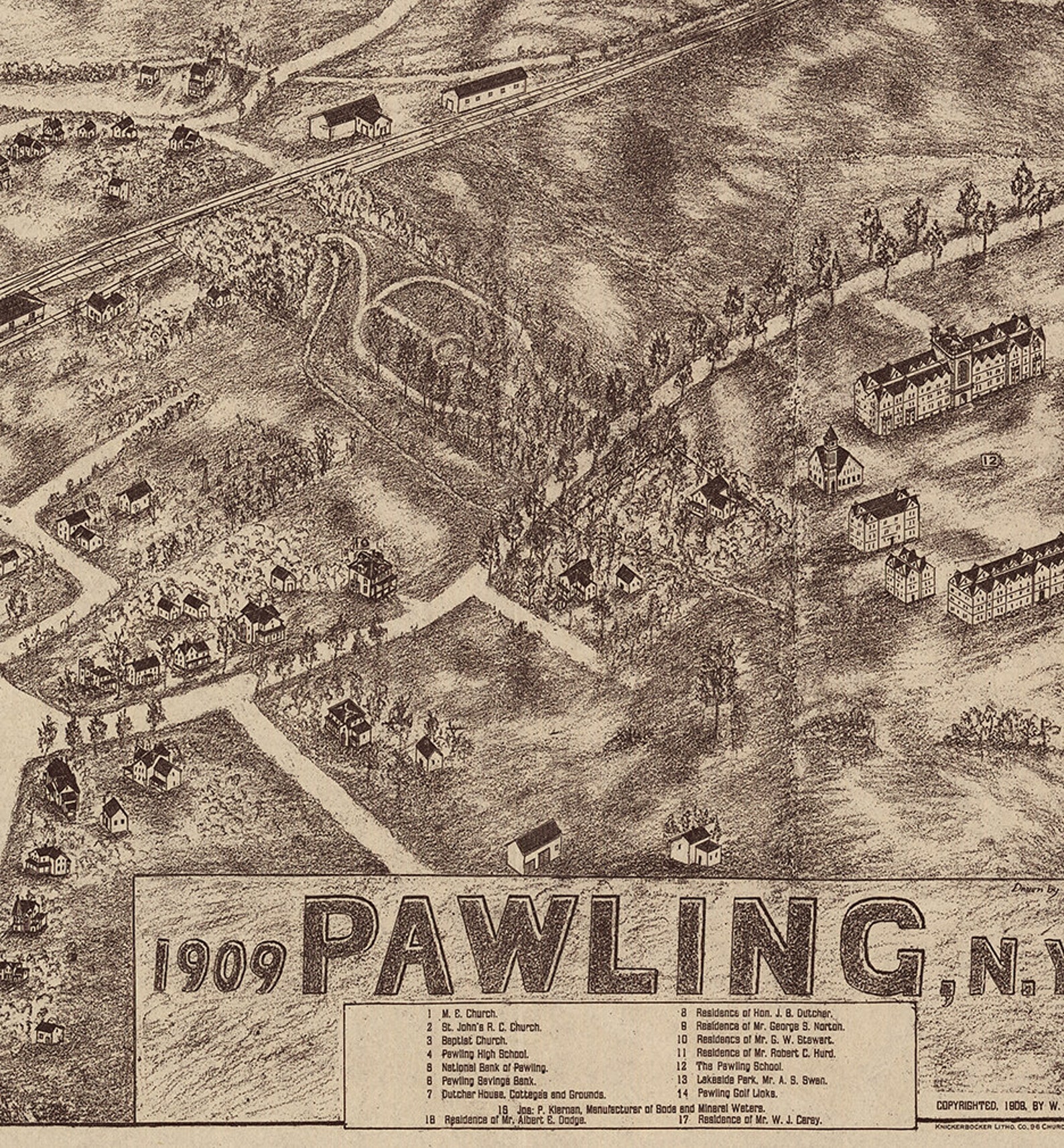 Map of Pawling Dutchess County New York N.Y. 1909. Vintage Etsy