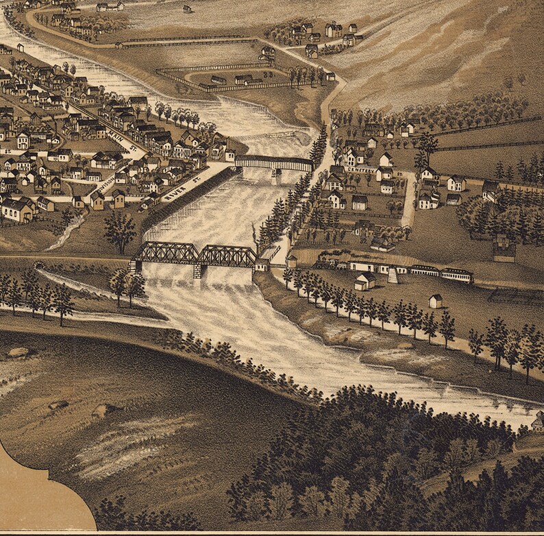 Map of Deposit New York 1887. Burleigh L. R. Delaware Etsy