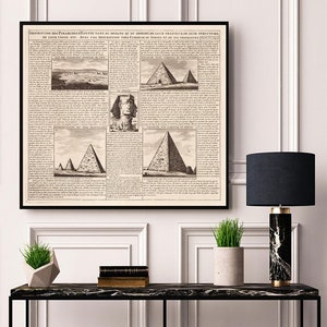 1719 Description des Piramides d'Egypte Engraving Reproduction Print, Vintage Great Pyramid Sphinx Poster, Antique French Egyptology Art