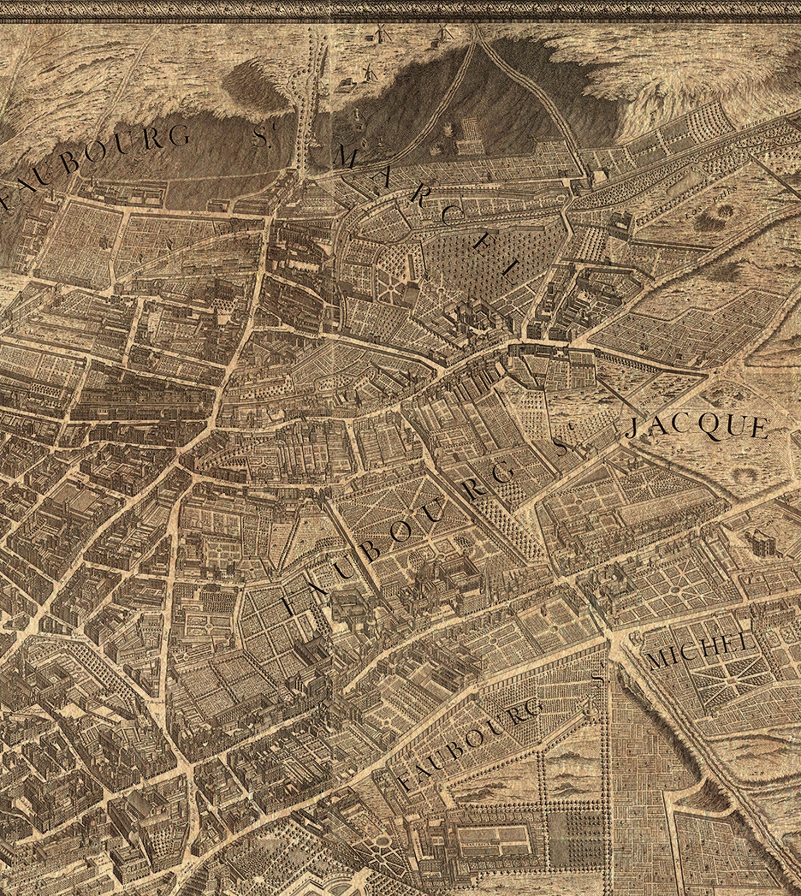 Map of Paris, France, 1739 by Michel-etienne Turgot. Highly Detailed ...