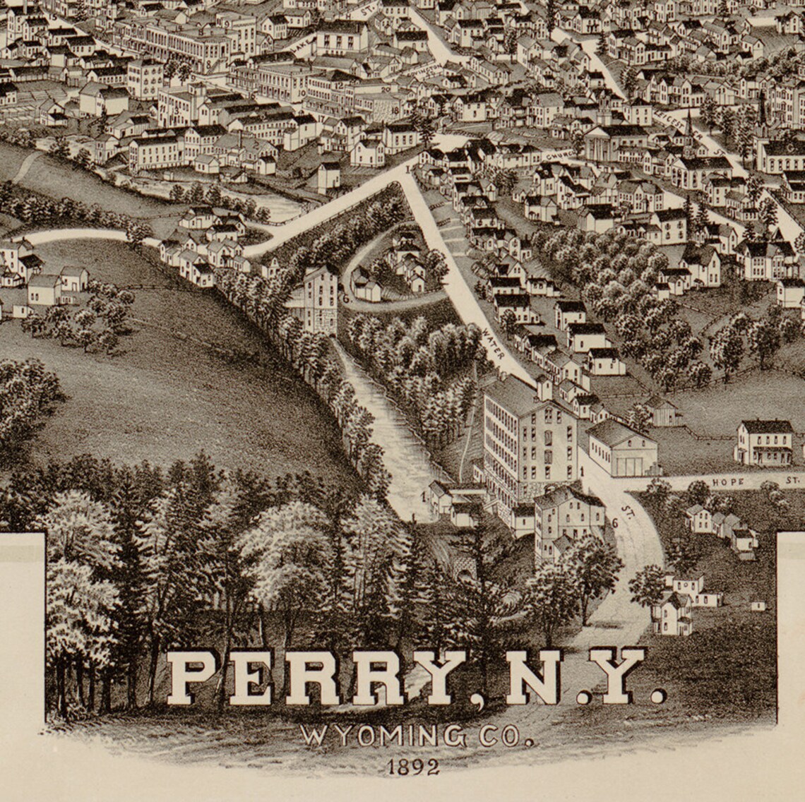 Map of Perry Wyoming County New York N.Y. 1892. Vintage Etsy