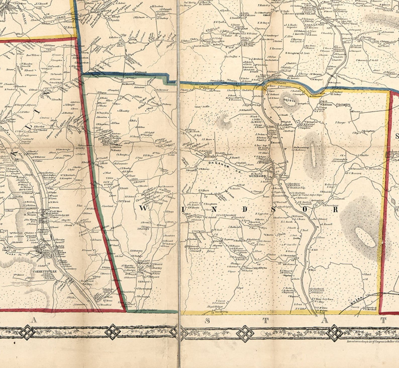 Map of Broome County New York NY 1855. Vintage Restoration Etsy