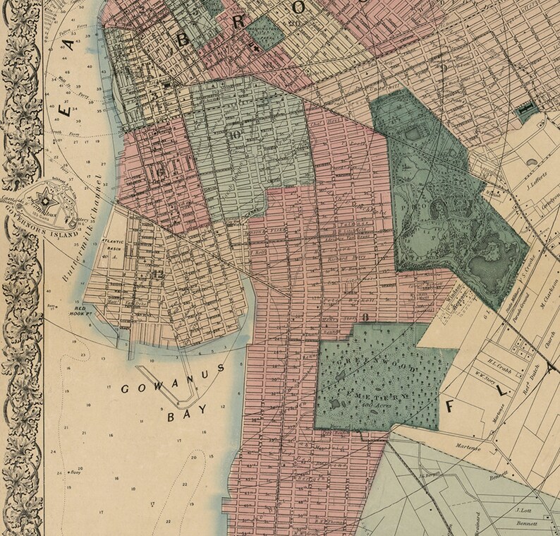 Brooklyn Kings Borough New York NY Vintage Reproduction Etsy