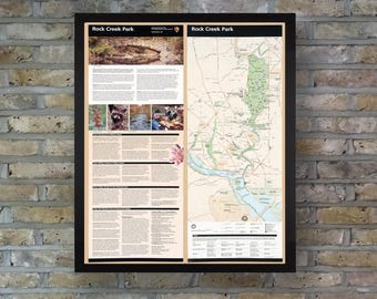 Rock Creek Park Map Print, Vintage Washington DC National Park Service Reproduction Poster, Historic NPS Trail Map Wall Art