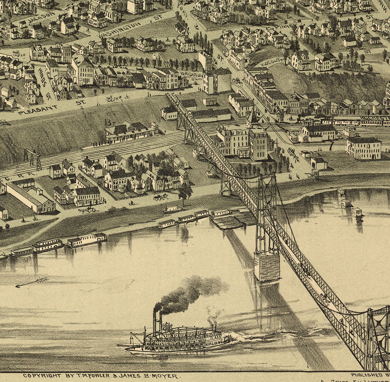 Map of Rochester Beaver Co. Pennsylvania. 1900. Restoration Etsy