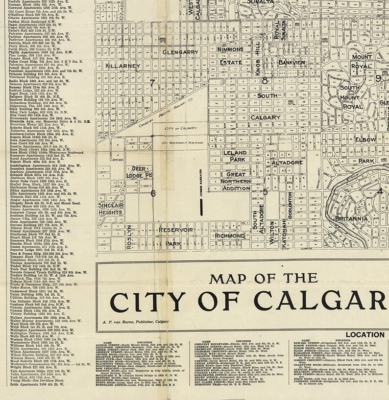 Map of Calgary Alberta Canada in 1946. Restoration Hardware Etsy