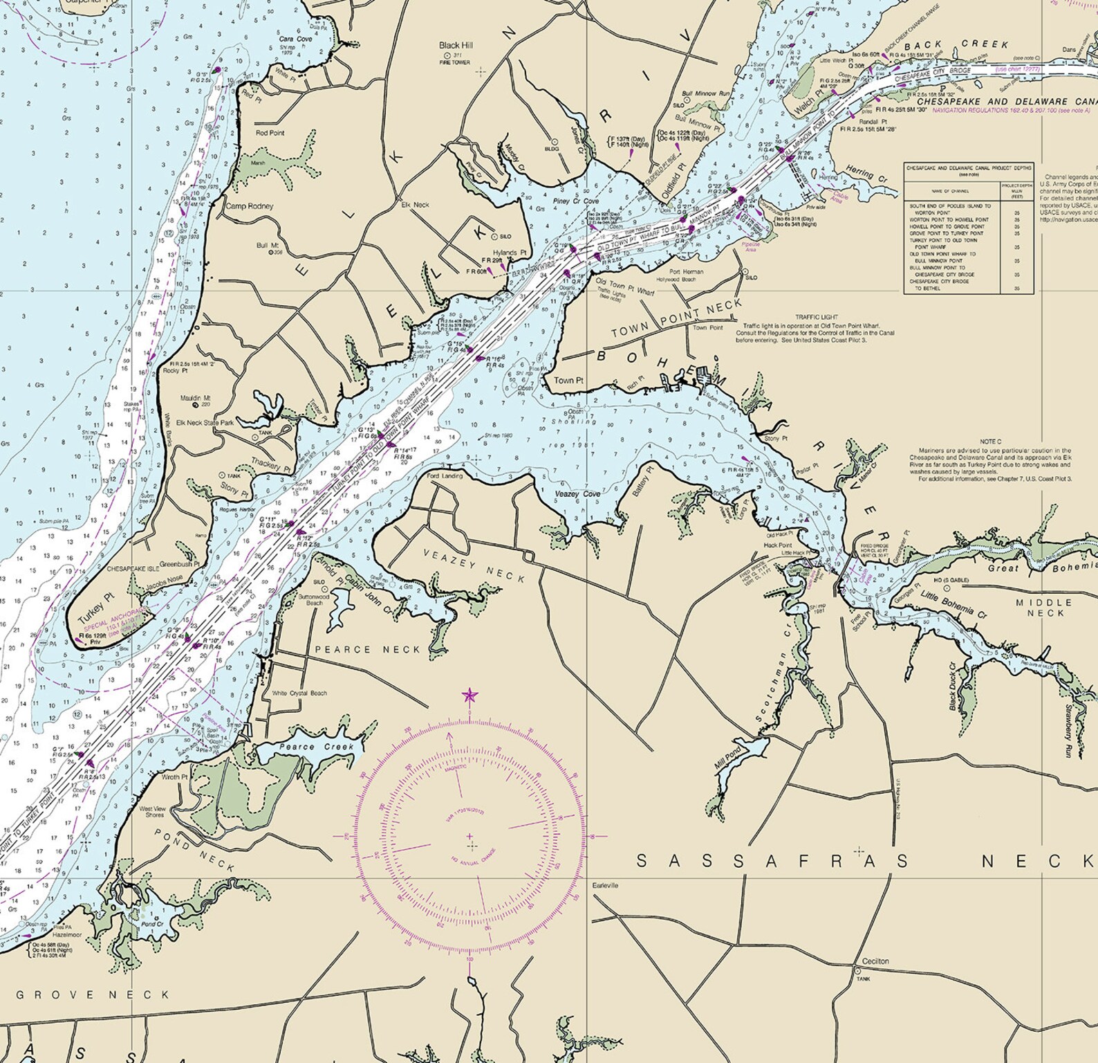 Nautical charts of Head of Chesapeake Bay Maryland 12274 | Etsy