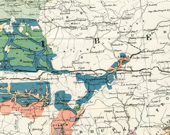 Geological Map of Himalaya and Tibet, 1933 . Restoration Hardware