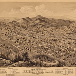 Anniston, Calhoun Co, Alabama AL., 1868. Vintage Restaurierung Hardware home-Deco-Stil alte Wand Reproduktion Karte drucken.