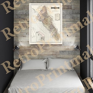 Map of Sinaloa. Mexico 1886. Vintage restoration hardware home Deco Style old wall reproduction map print.