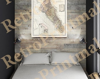 Map of Sinaloa. Mexico 1886. Vintage restoration hardware home Deco Style old wall reproduction map print.
