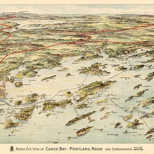 Portland, Cumberland County, Maine ME 1876 (Reproduktion Vintage Vogelperspektive Karte) In verschiedenen Größen erhältlich.