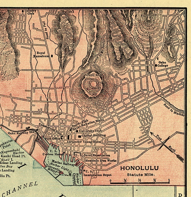 Map of Hawaii 1912. Restoration Hardware Home Deco Style Old Etsy