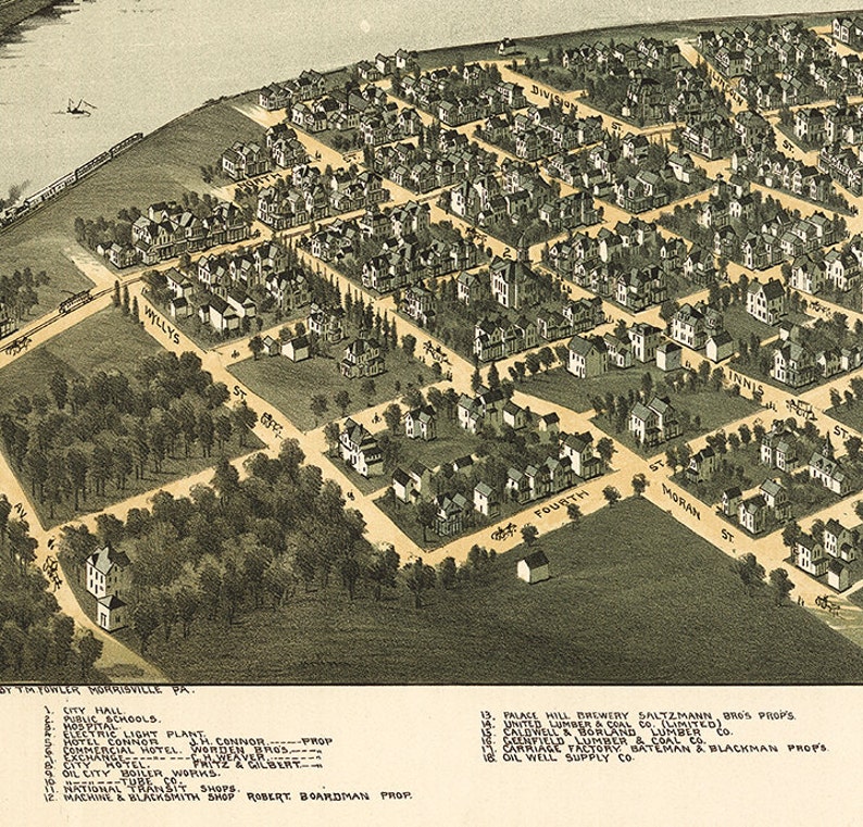 Oil City Pennsylvania PA 1896 Aerial Views Historical Etsy