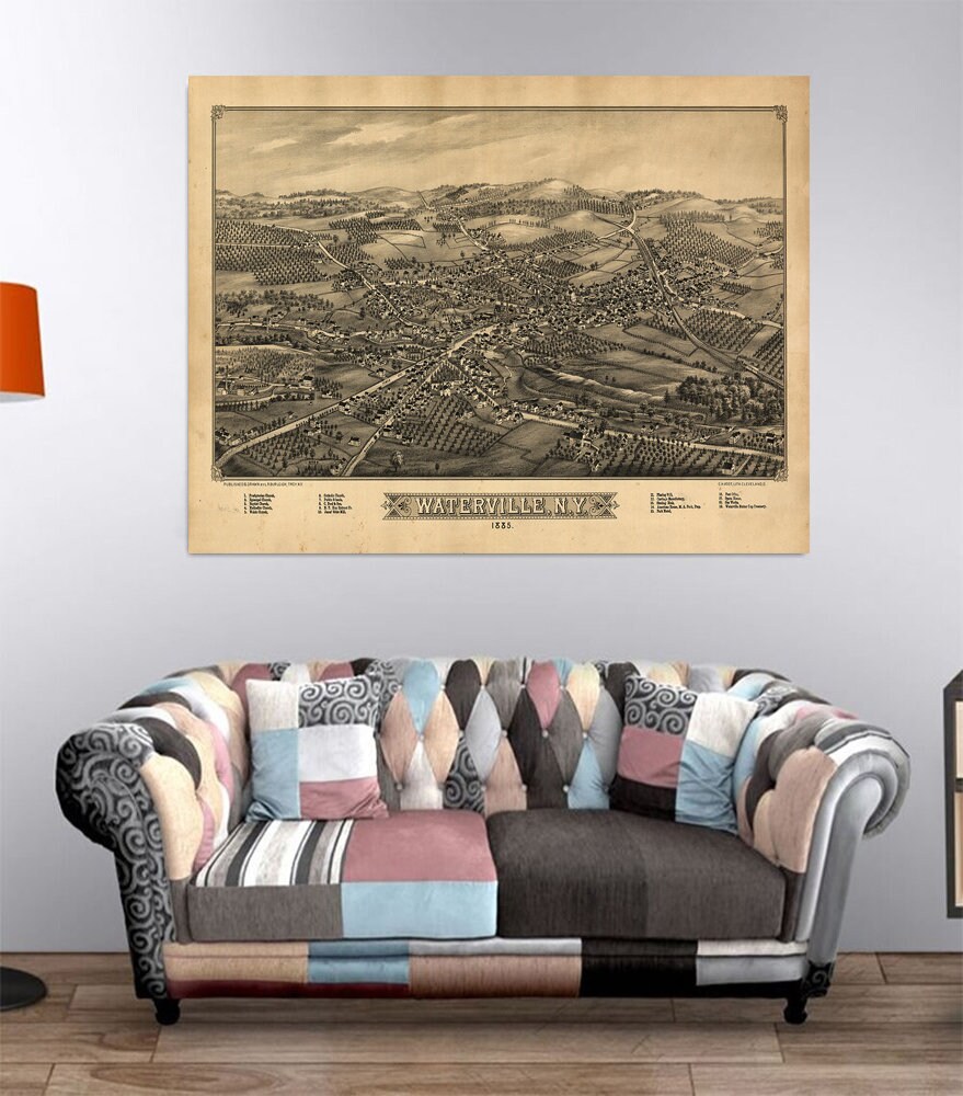 Map of Waterville Oneida Co. New York 1885. Vintage Etsy