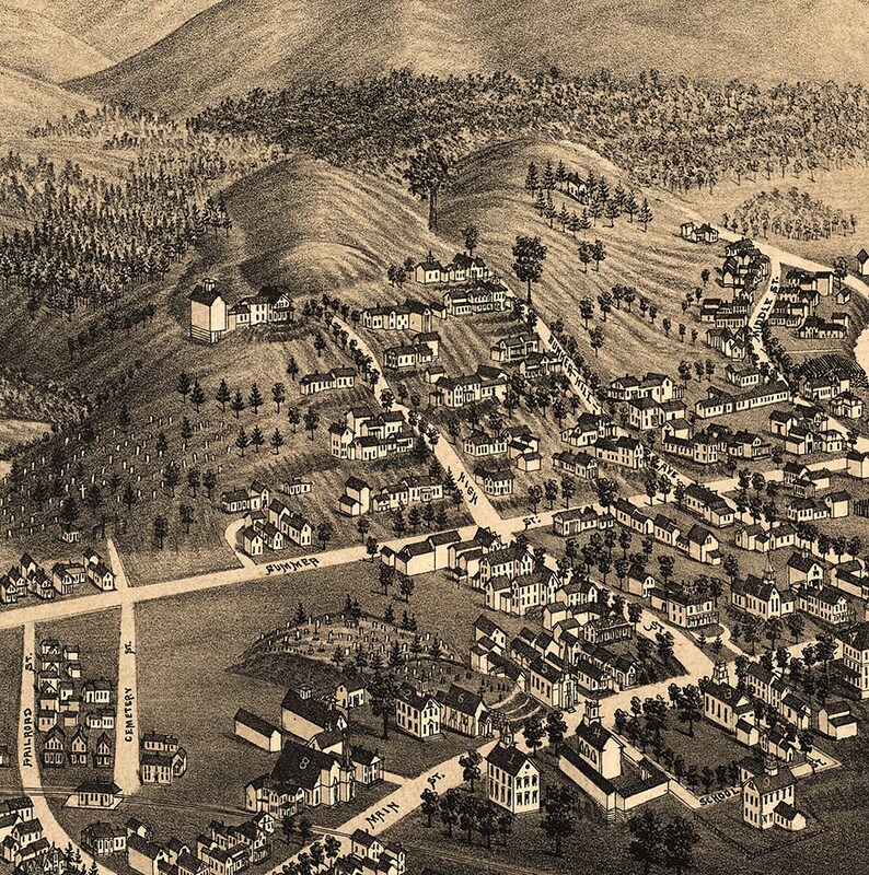 Map of Lancaster Coos County New Hampshire NH 1883. Etsy
