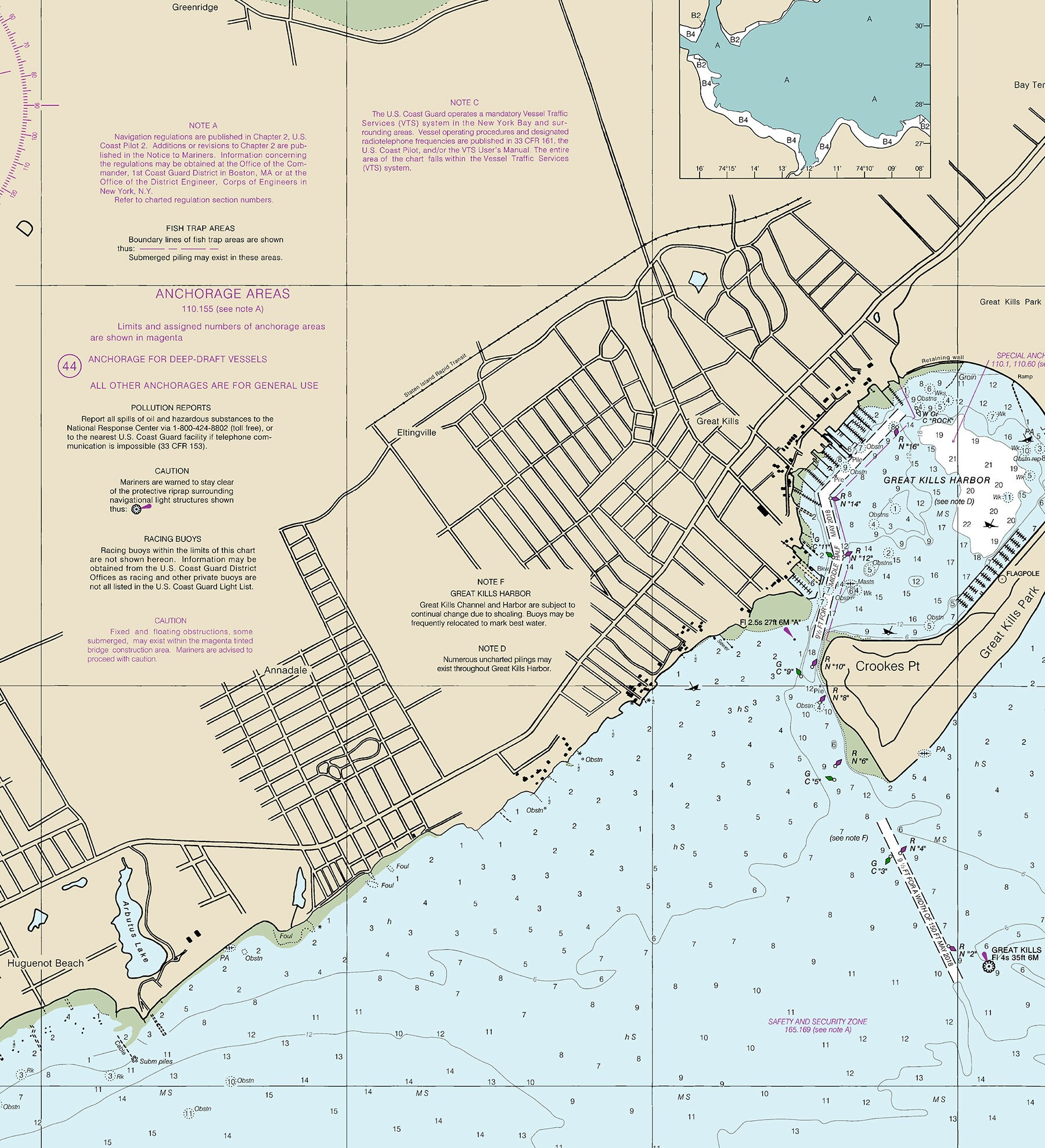 Raritan Bay & Arthur Kill Map – NOAA Nautical Chart 12331 Reproduction ...