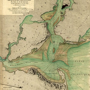 Carte nautiche della foce del fiume Hudson, New York. 1778. Riproduzione di una vecchia mappa murale in stile Deco, realizzata con ferramenta di restauro d'epoca.