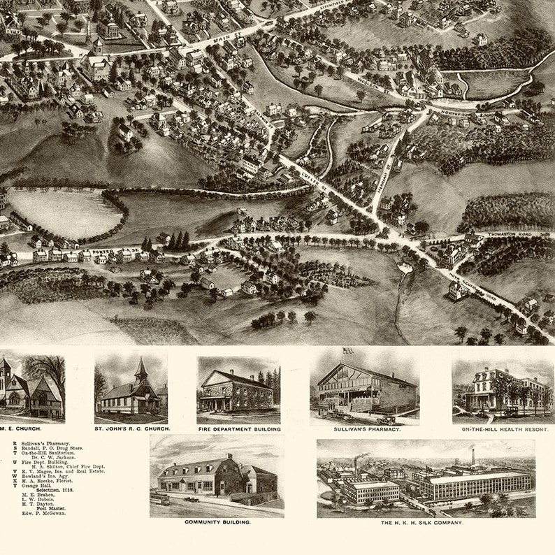 Watertown Litchfield County. Connecticut CT 1918. Vintage Etsy