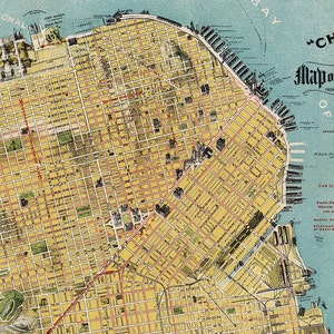 Old Map of San Francisco, California CA, 1912 from August Chevalier. Vintage home Deco Style old wall reproduction map print. image 5