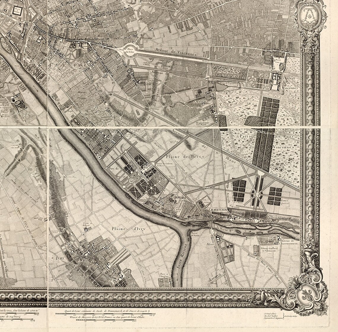 Map of Paris France 1731. Restoration Hardware Home Deco Etsy