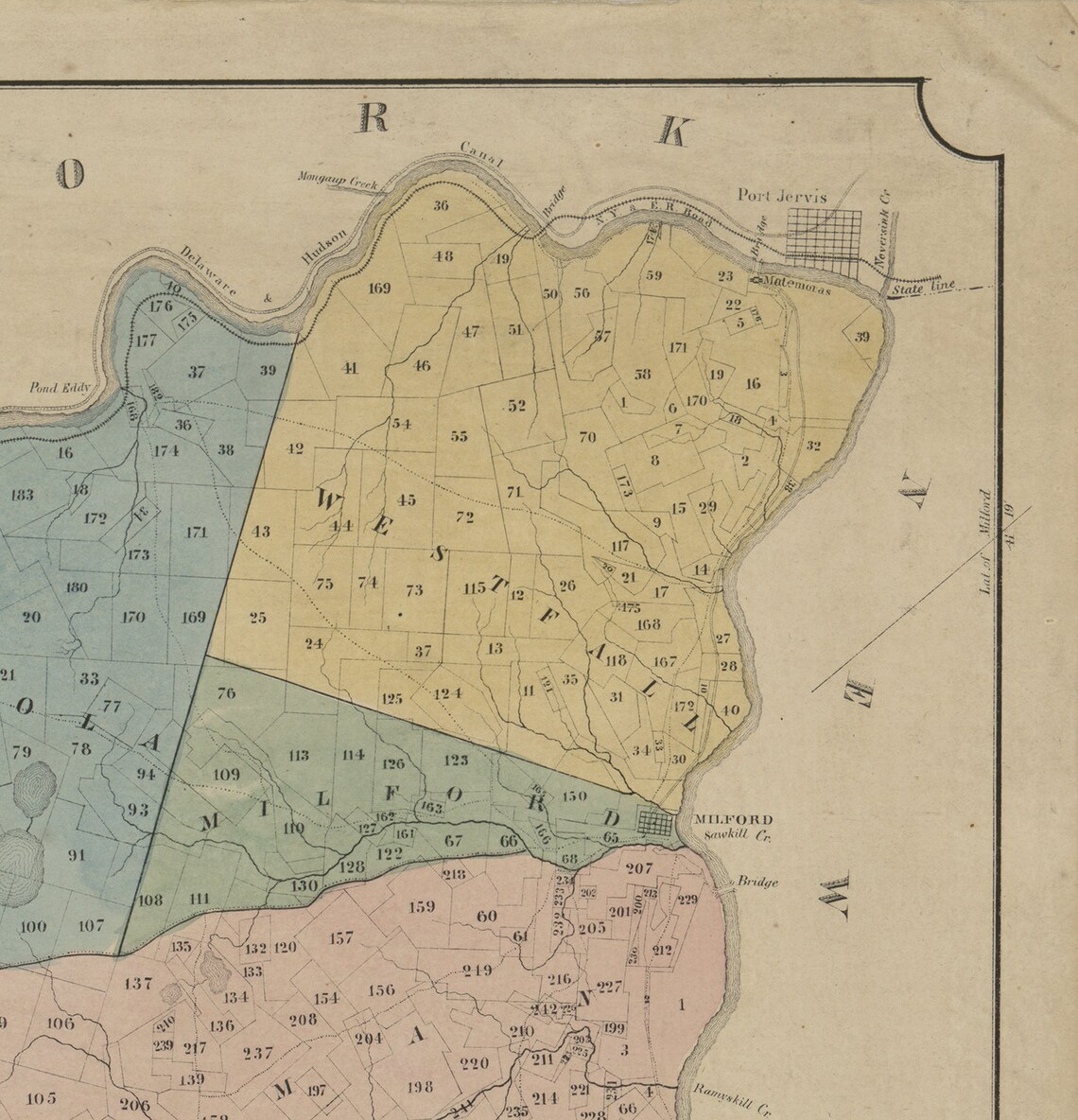 Map of Pike County Pennsylvania. 1856. Vintage Restoration Etsy
