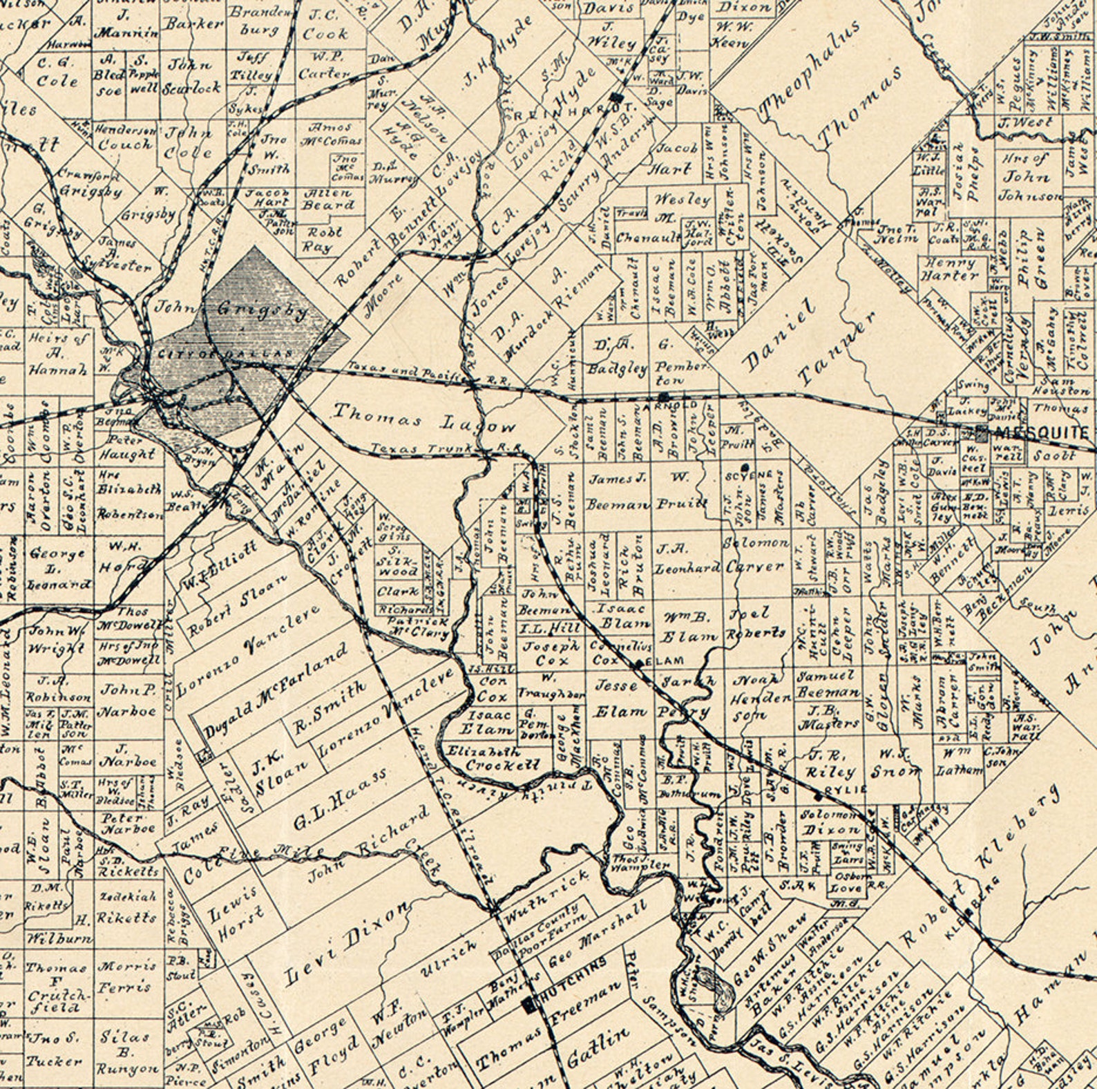Map of Dallas County Texas TX 1886. Vintage Restoration Etsy India