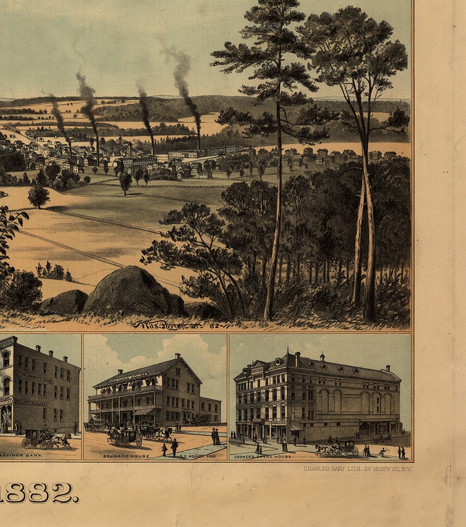 Map of Willimantic Windham County Connecticut CT 1882 Etsy