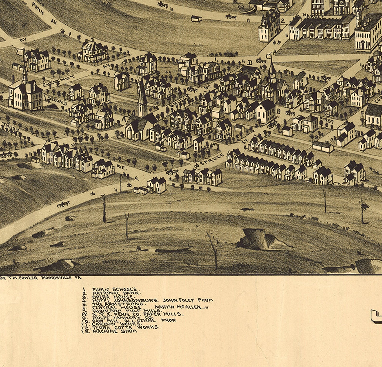 Map of Johnsonburg Elk County Pennsylvania PA 1895. Etsy