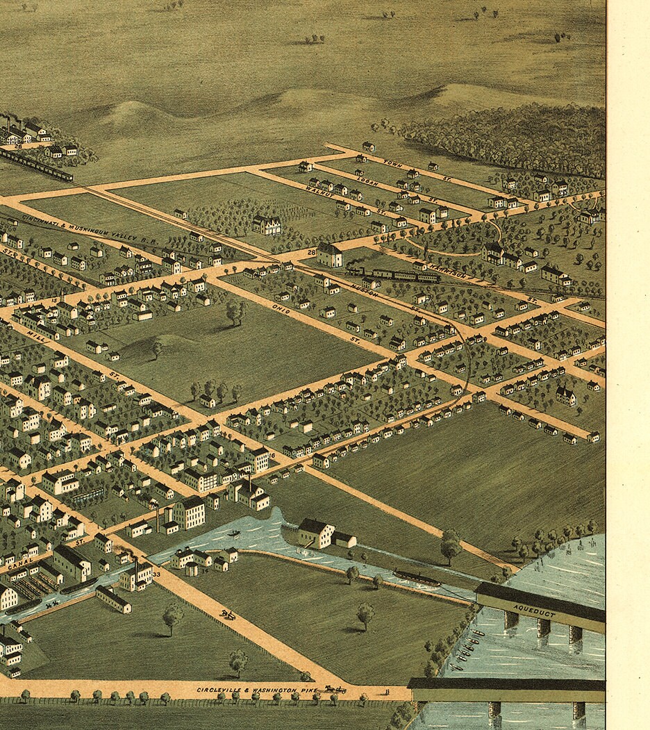 Map of Circleville Pickaway County Ohio OH 1876. Etsy