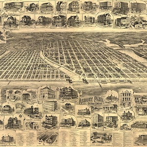 Asbury Park, Ocean Grove, condado de Monmouth, Nueva Jersey (NJ) 1897; Impresión de reproducción de mapa de pared antiguo de estilo Deco de casa de hardware de restauración vintage.