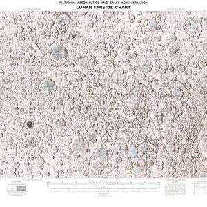 NASA Lunar Farside Diagramm / Karte.  Wiederherstellung Hardware Home Deco Stil Reproduktion.