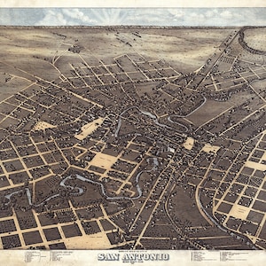 Karte von San Antonio, Texas Tex ... 1873.