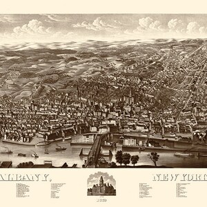 Albanien, New York N.Y. 1879. Vintage Vogelansicht Reproduktion Kartendruck.  Erhältlich in verschiedenen Größen.
