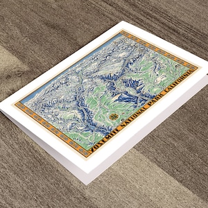 Carte De Vœux Parc national de Yosemite, Californie. Reproduction d'une carte murale vintage de style déco maison ancienne.