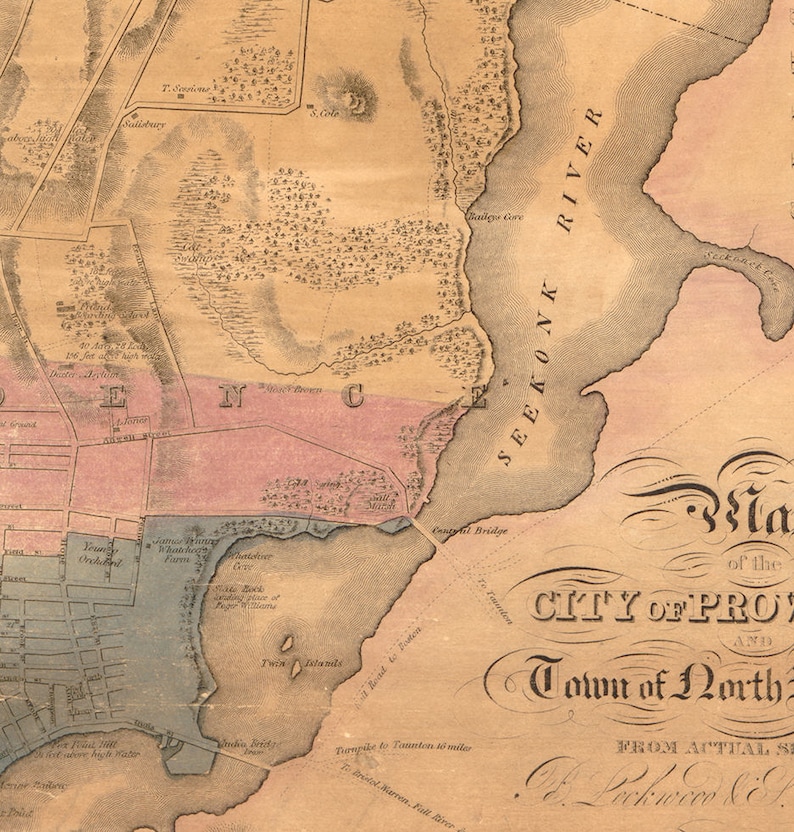Map of the City of Providence and Town of North Providence. Etsy