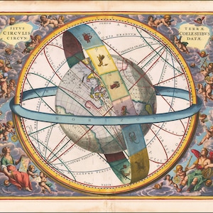 アンドレアス・チェッラリウスによる 1660 年の天体図 - Haemisphaerium Stellatum Boreale Antiquum- 宇宙図 天文学の複製