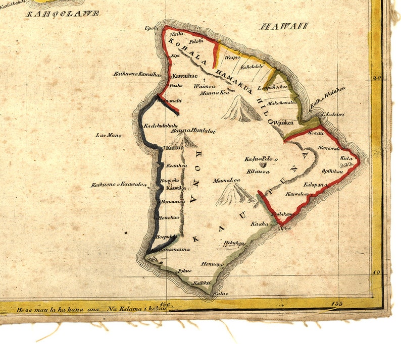 Map of Hawaii 1837. Restoration Hardware Home Deco Style Old Etsy