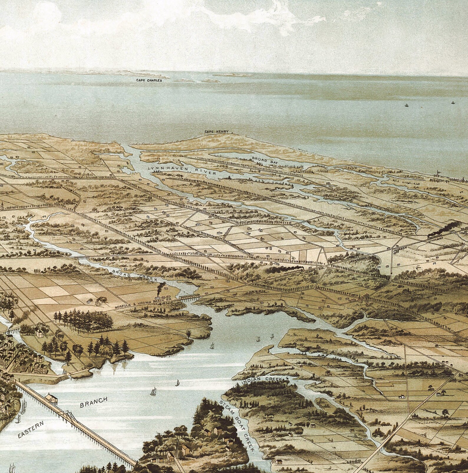 Norfolk Virginia VA and surroundings map 1892. Vintage Etsy