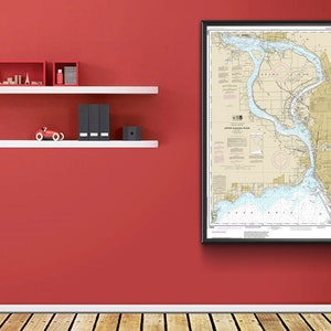 Nautical charts of Upper Niagara River 14832. Buffalo, Grand Island. Lake Erie. Ontario. East Coast New York. Home Décor reproduction print.