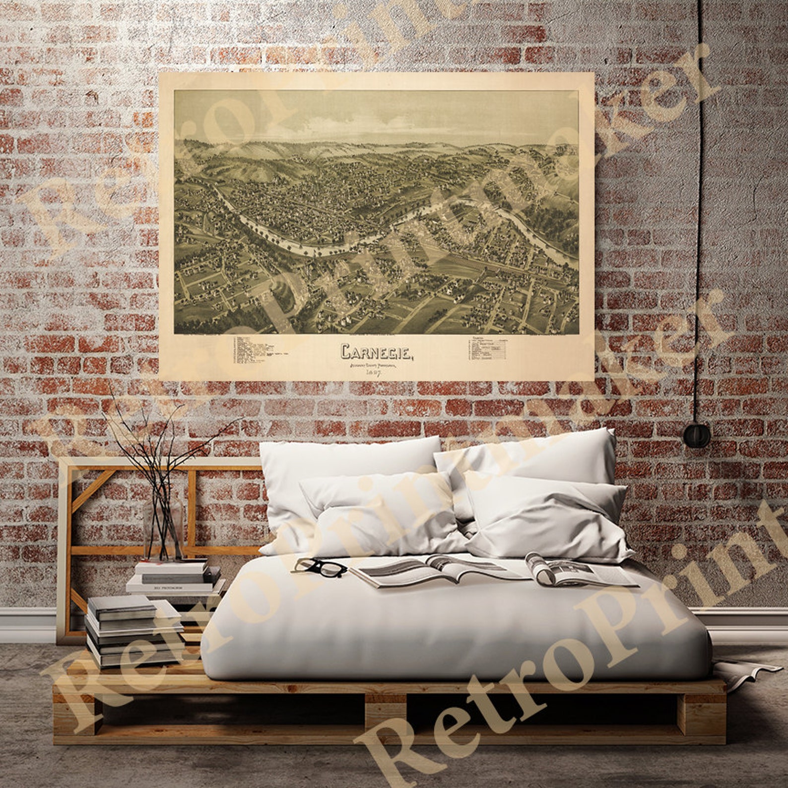 Map of Carnegie Allegheny Co. Pennsylvania PA 1897. Etsy