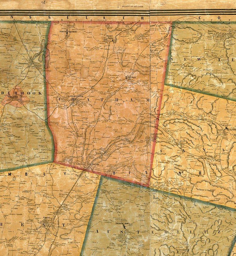 Map of Columbia County New York NY 1858 Restoration Etsy