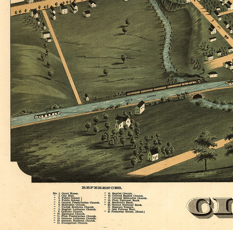 Map of Circleville Pickaway County Ohio OH 1876. Etsy
