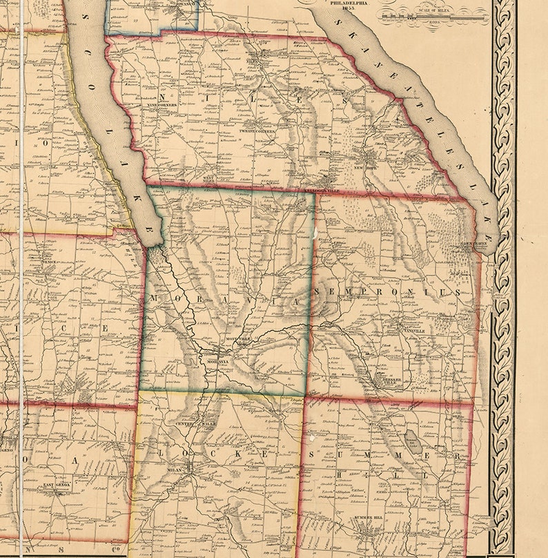 Map of Cayuga County New York NY 1853 Restoration Hardware Etsy
