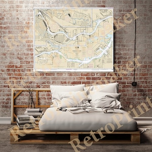 May include: A vintage nautical chart of the waterways around the city of New Orleans, Louisiana. The chart is printed on cream-colored paper and includes detailed information about the waterways, including depths, buoys, and other navigational aids.