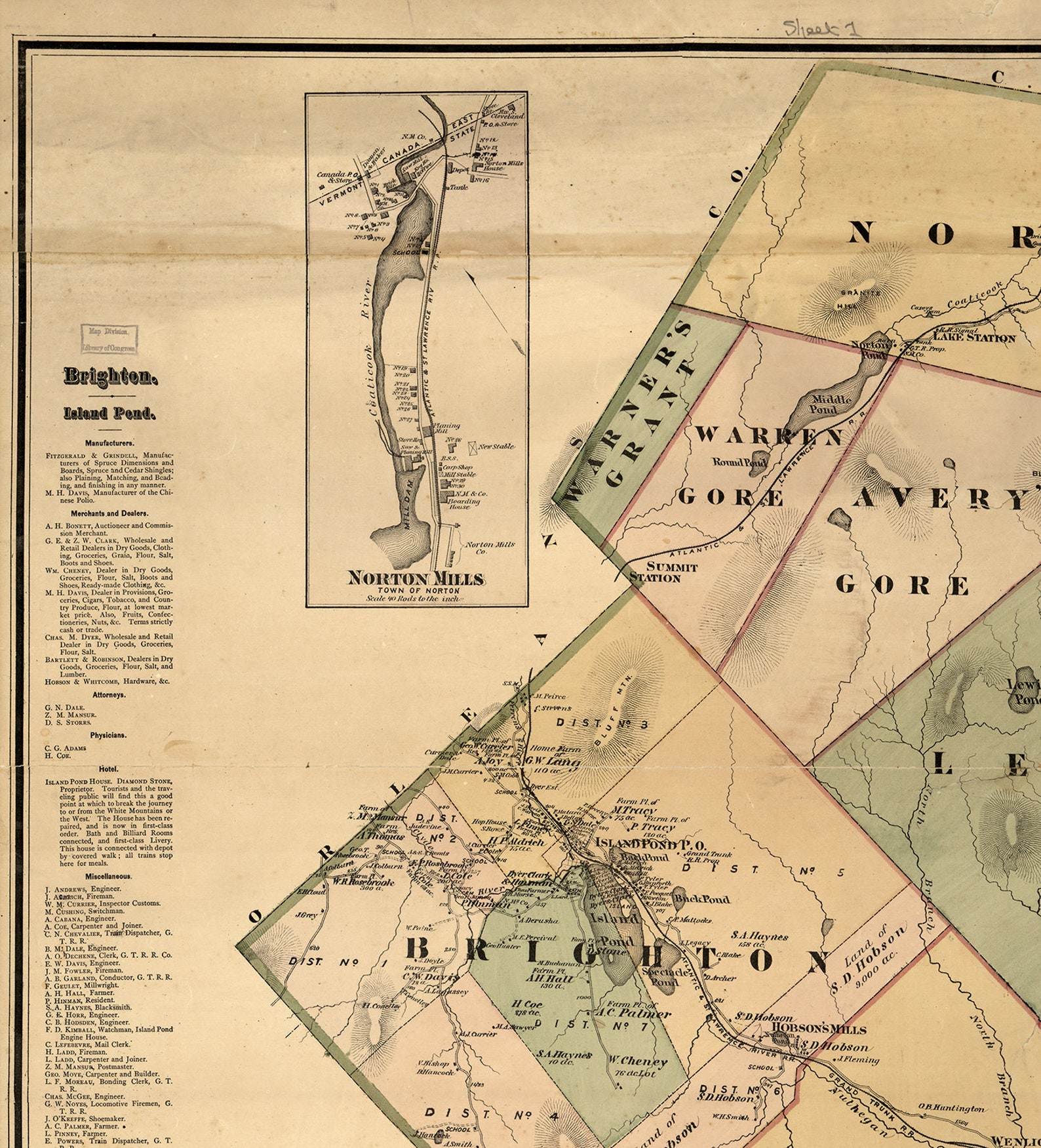 Map of Essex County Vermont. 1878. Vintage Home Deco Style Etsy