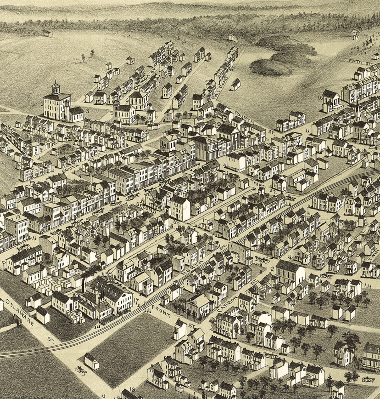 Map of Minersville Schuylkill Co. Pennsylvania PA 1889. Etsy